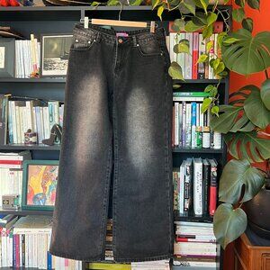 Edikted wide leg black jeans, size M